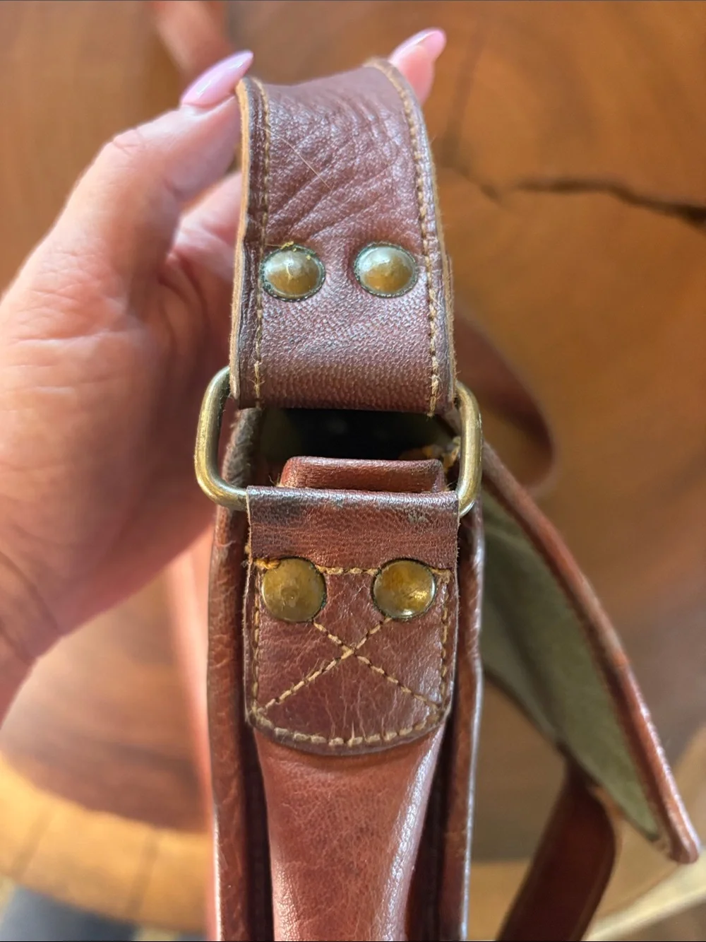 Vintage Brown Leather Satchel Messenger Bag Rustic Crossbody Large 15”